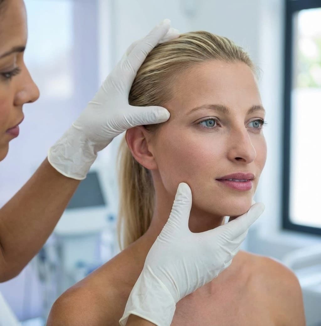 Consultation Botox - examen du visage par le médecin